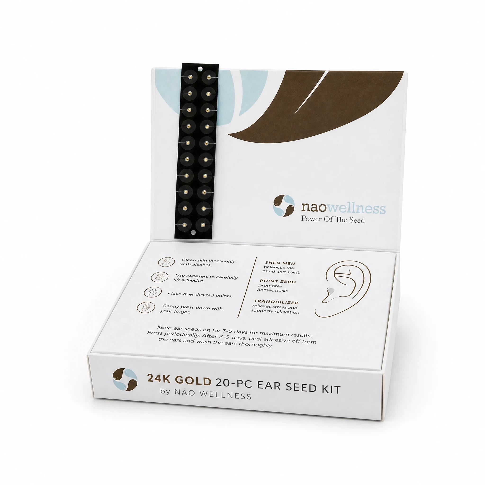 NAO Wellness 24K Gold 20-pc Ear Seed Kit